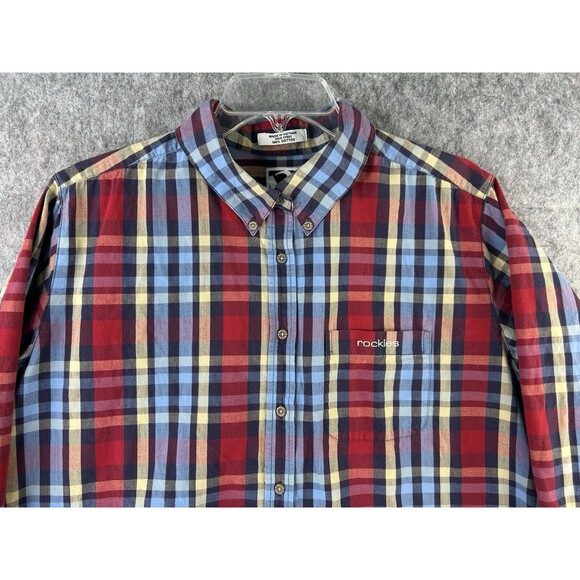 Rockies Women's XXL Western Shirt Red Blue Plaid Button Long Sleeve 2XL - Picture 2 of 9